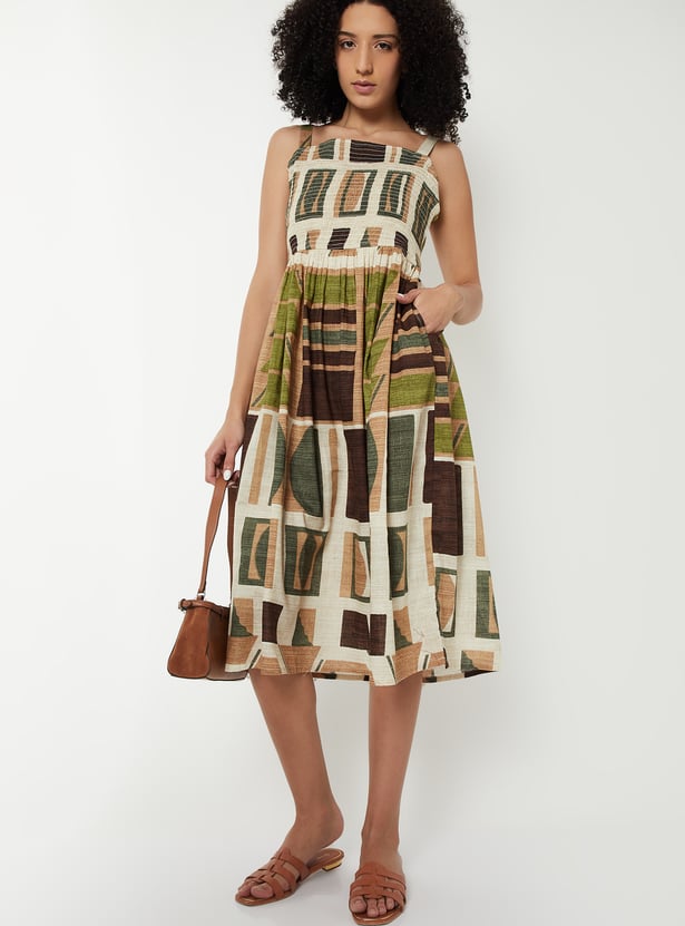 Kalki X Max Women Printed Smocked Midi Dress