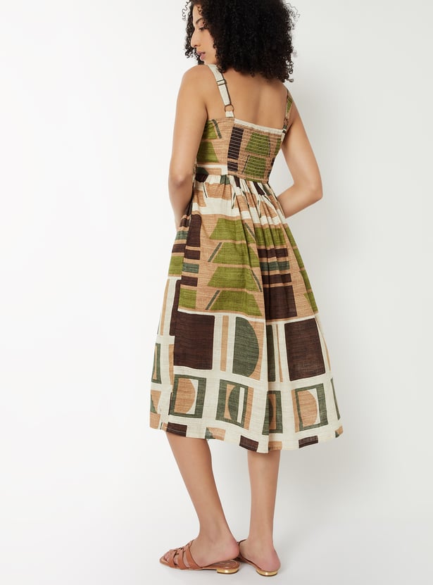 Kalki X Max Women Printed Smocked Midi Dress