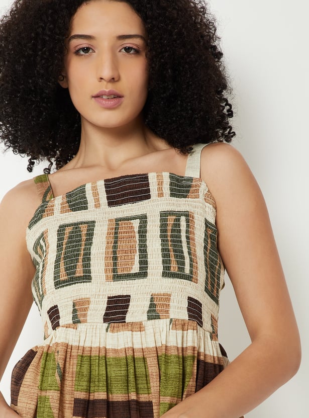 Kalki X Max Women Printed Smocked Midi Dress