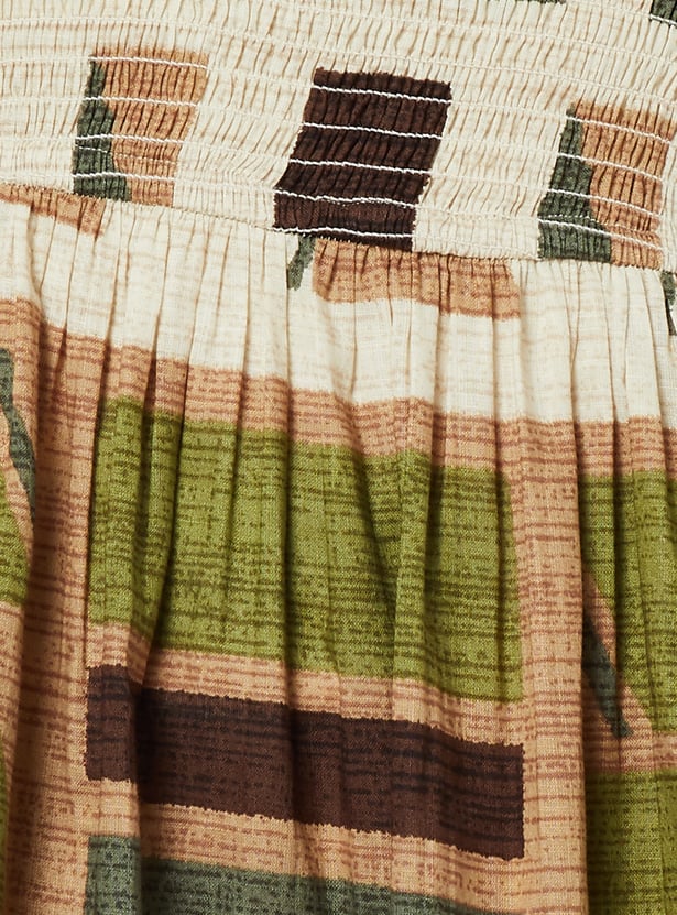 Kalki X Max Women Printed Smocked Midi Dress