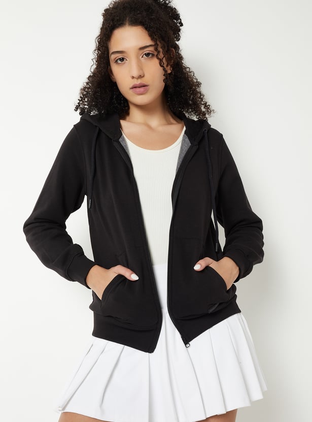 Women Solid Hooded Jacket