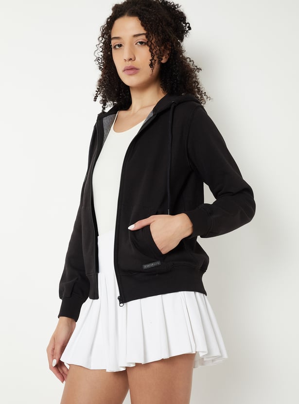 Women Solid Hooded Jacket