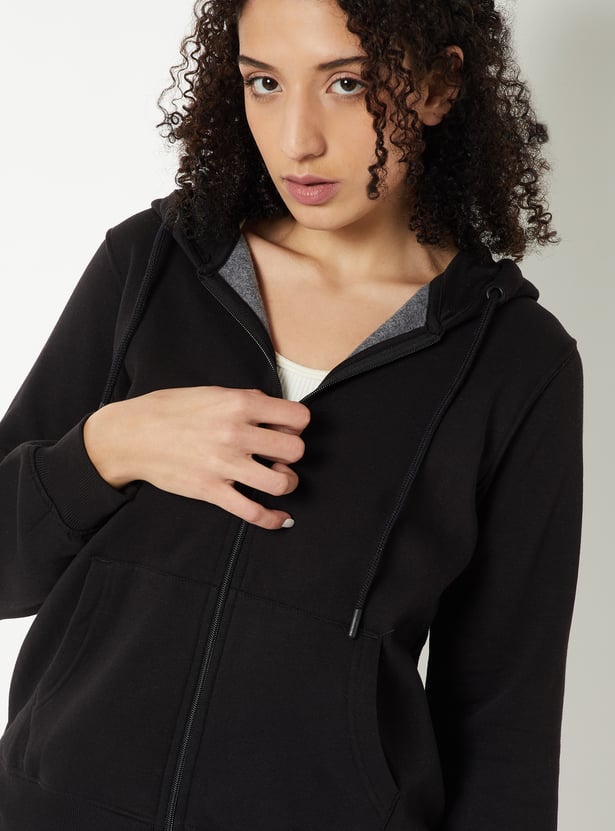 Women Solid Hooded Jacket