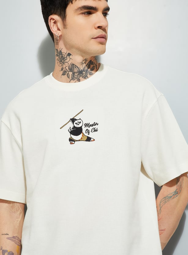 URB_N Men Kung Fu Panda Print Oversized T-shirt