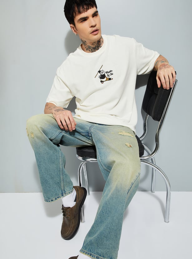 URB_N Men Kung Fu Panda Print Oversized T-shirt