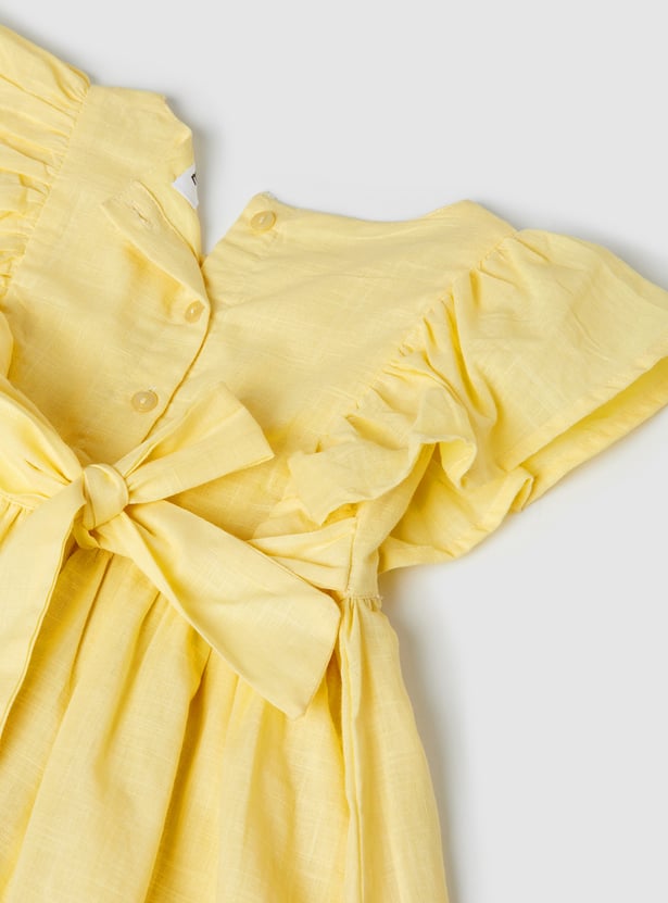 Girls Floral Applique Fit & Flared Dress