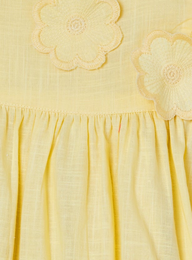 Girls Floral Applique Fit & Flared Dress