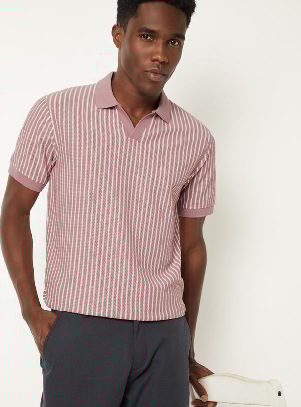 Men Striped Polo T-shirt