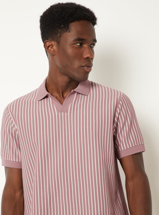 Men Striped Polo T-shirt
