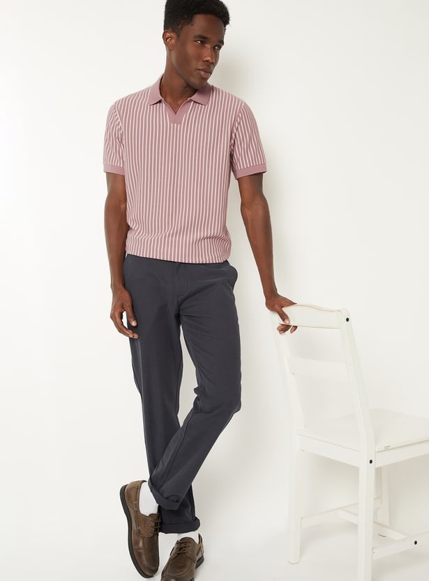 Men Striped Polo T-shirt