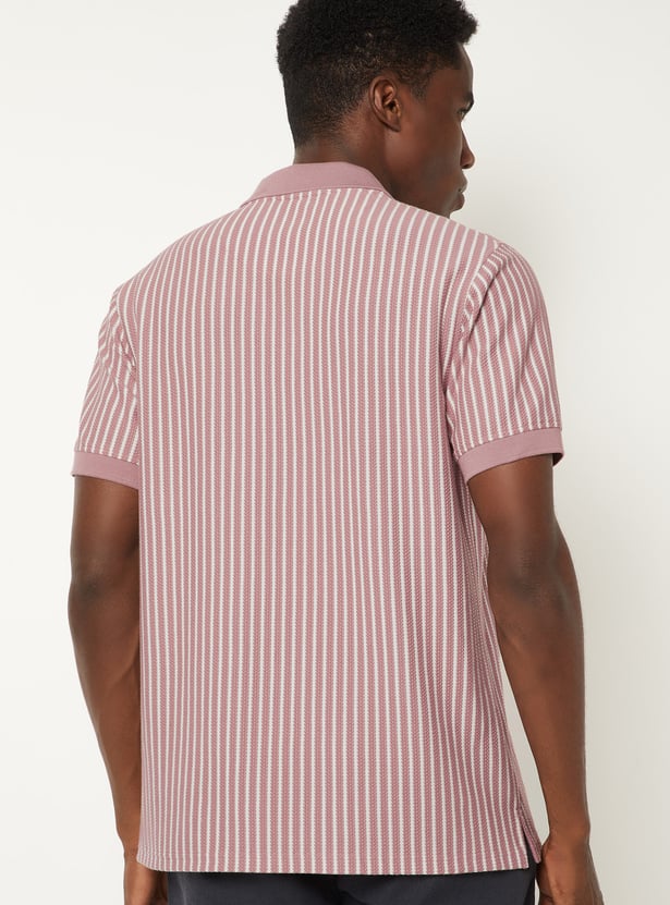 Men Striped Polo T-shirt