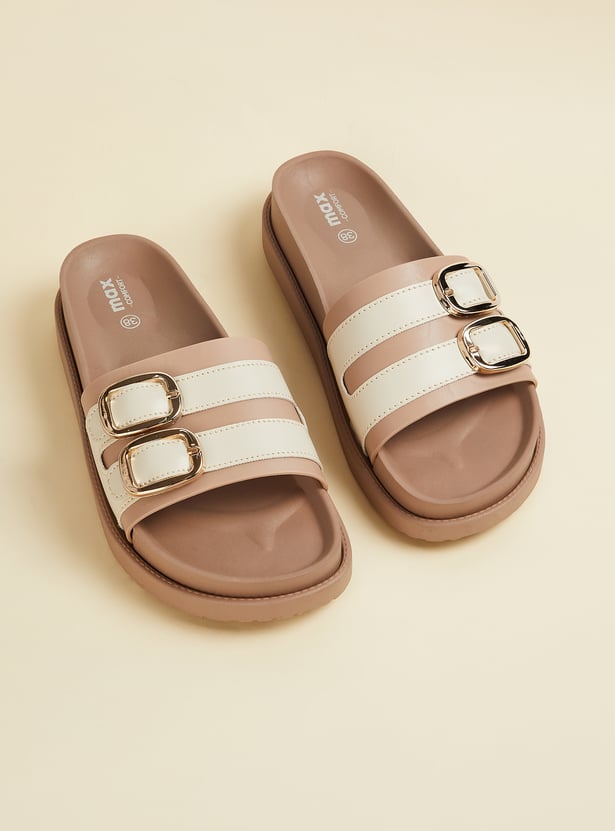 Women Double Buckle Sliders