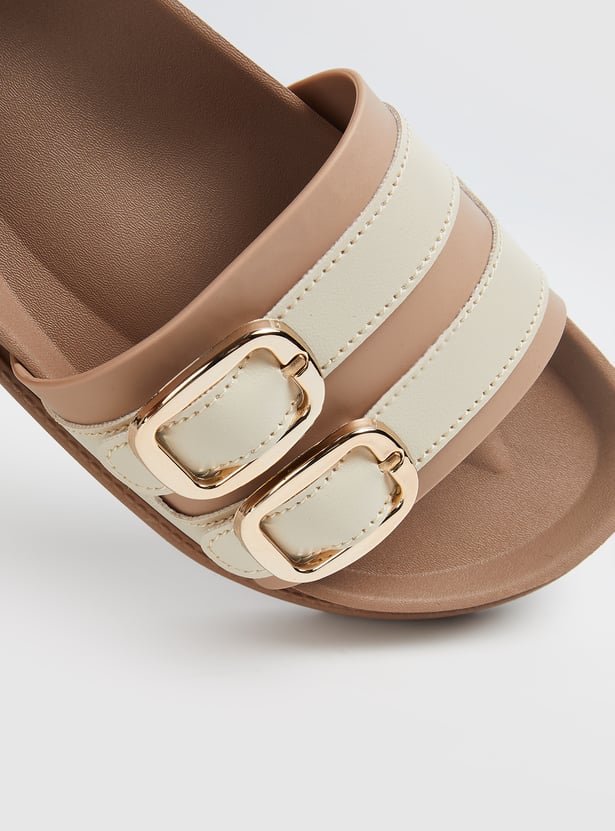 Women Double Buckle Sliders
