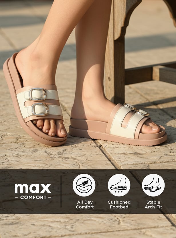 Women Double Buckle Sliders