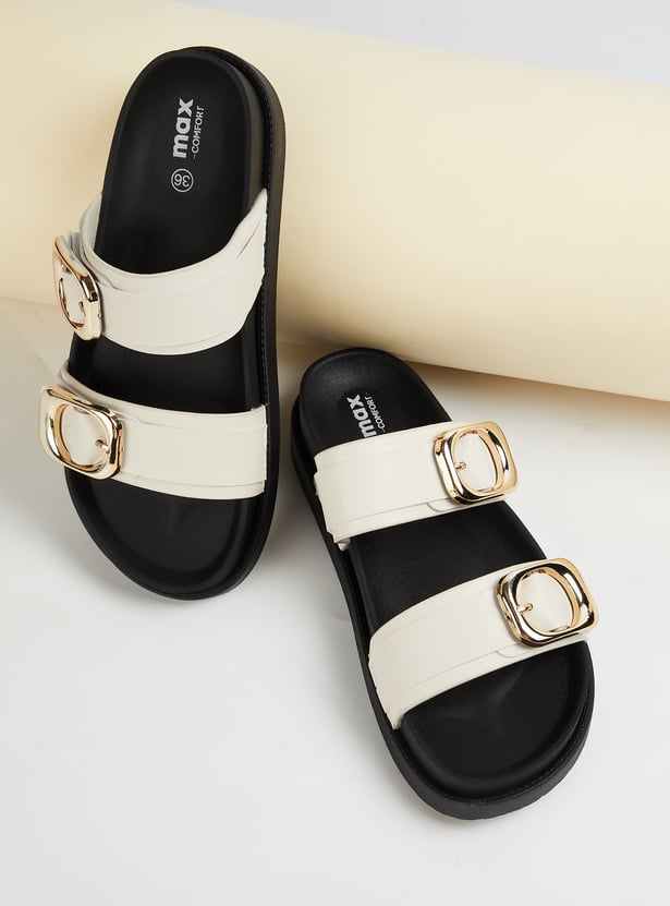 Women Solid Double Strap Sandals