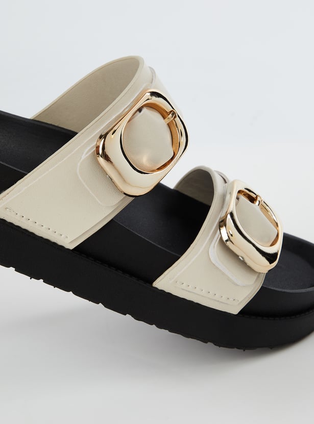 Women Solid Double Strap Sandals