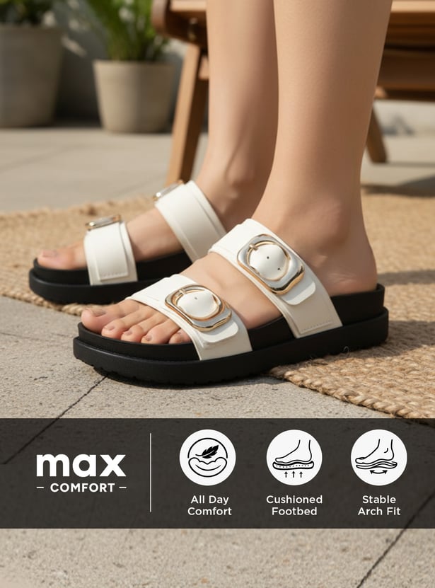 Women Solid Double Strap Sandals