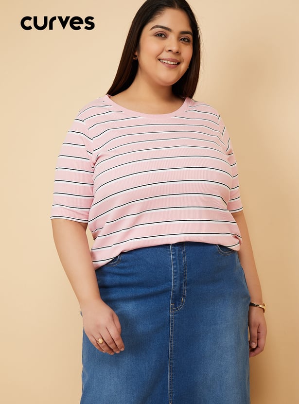Women Striped Knit T-shirt