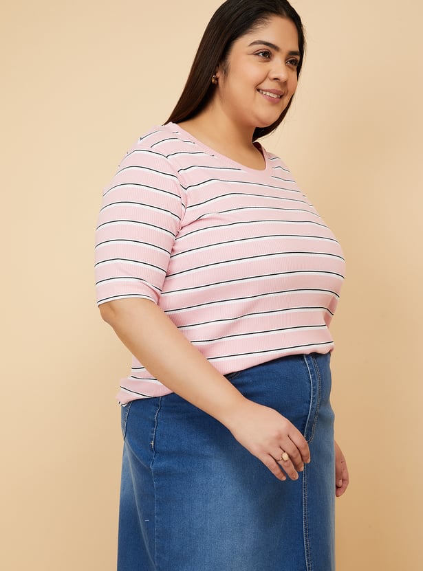 Women Striped Knit T-shirt