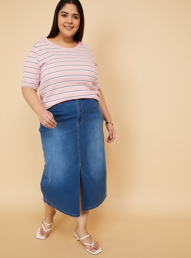 Women Striped Knit T-shirt
