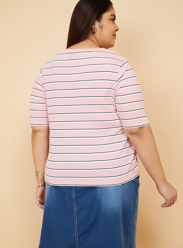 Women Striped Knit T-shirt
