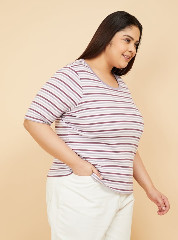 Women Striped Knit T-shirt