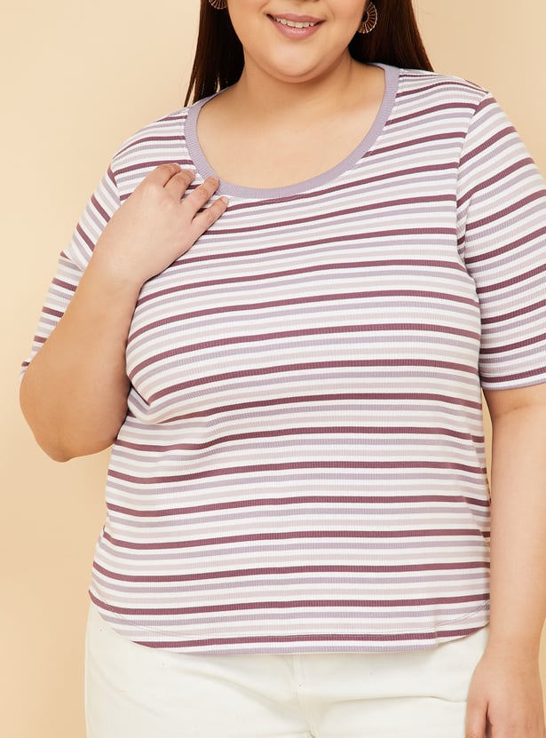 Women Striped Knit T-shirt