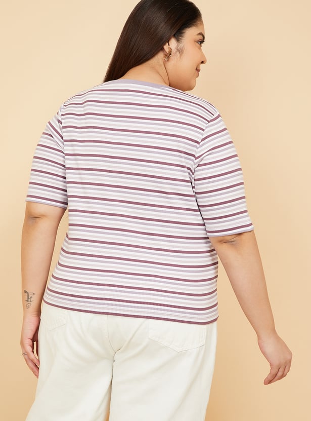 Women Striped Knit T-shirt