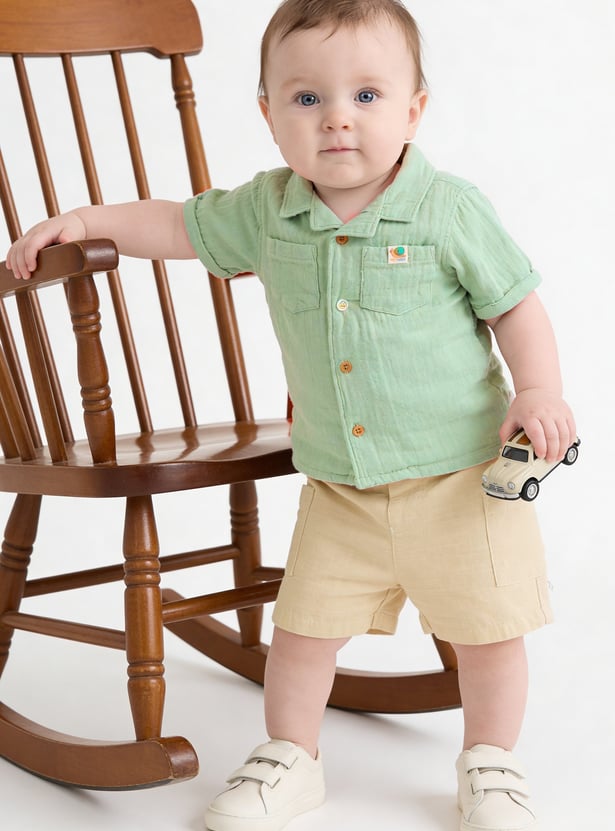 Boys Solid Shorts Set