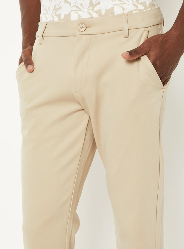 Men Solid Slim Fit Trousers