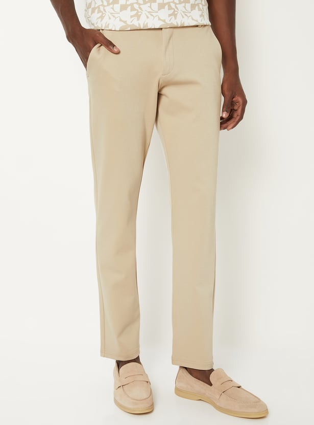 Men Solid Slim Fit Trousers