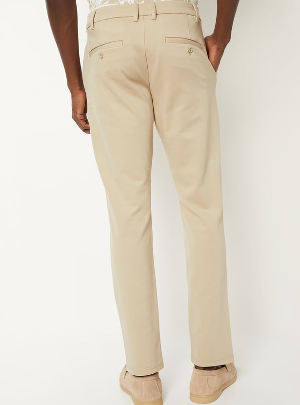 Men Solid Slim Fit Trousers