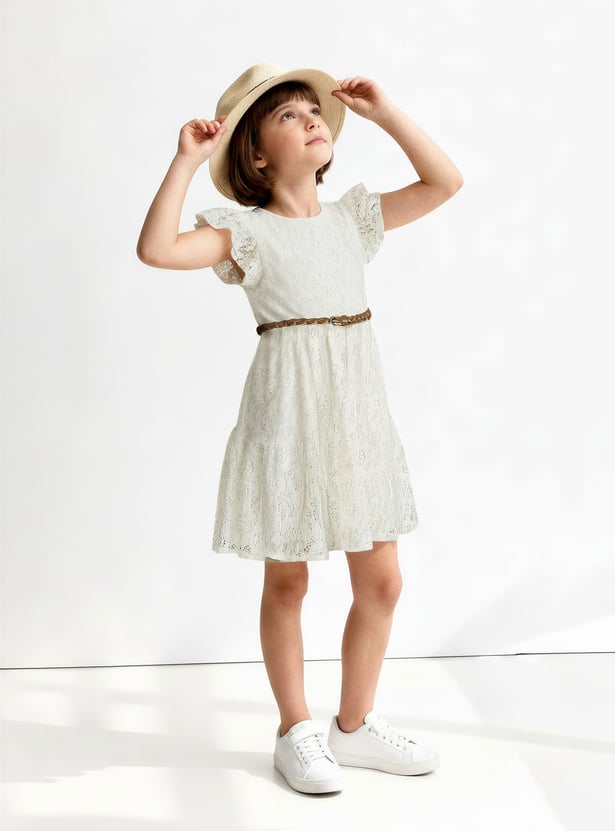 Girls Lace Dress with Belt