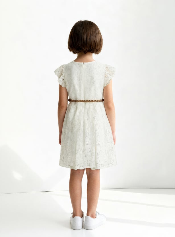 Girls Lace Dress with Belt