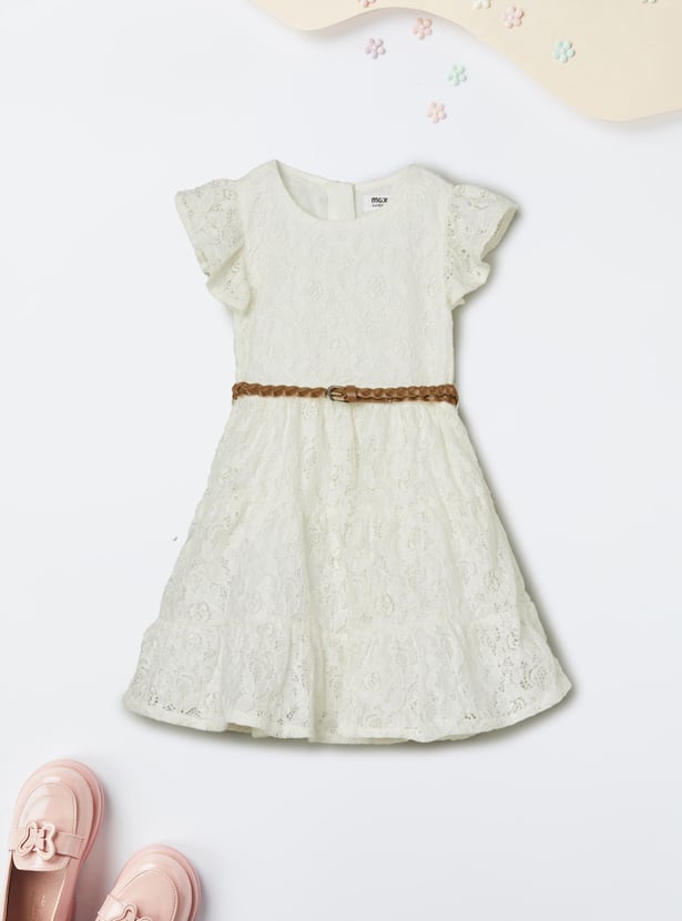 Girls Lace Dress with Belt