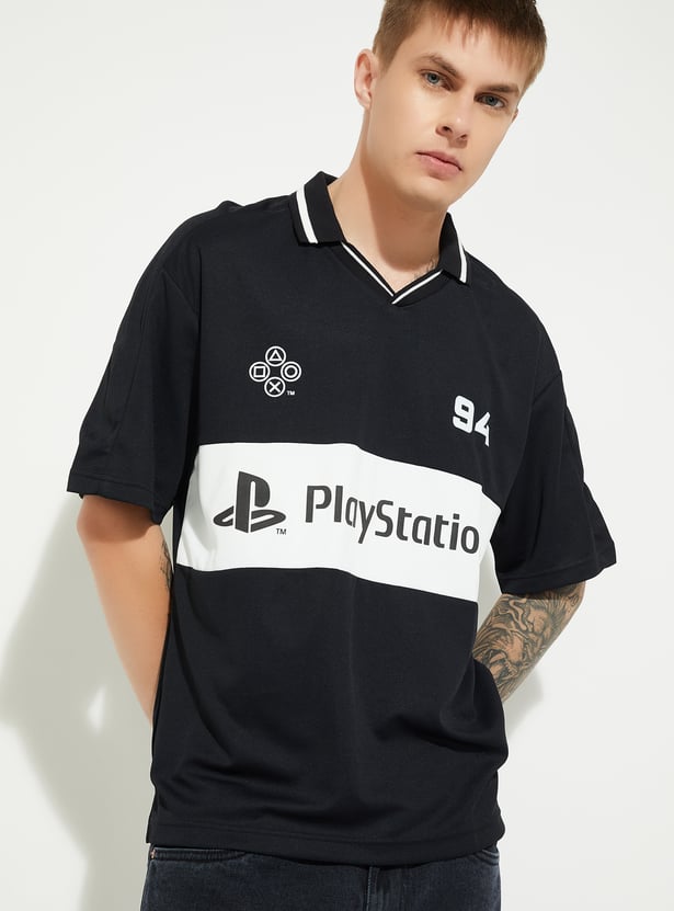 URB_N Men Oversized Printed Johnny Collar T-shirt