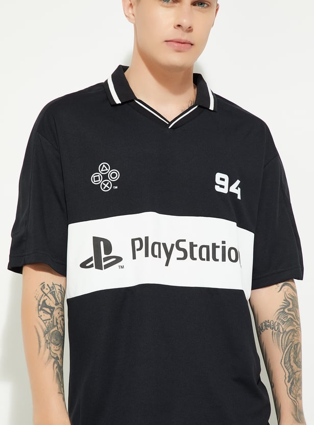 URB_N Men Oversized Printed Johnny Collar T-shirt