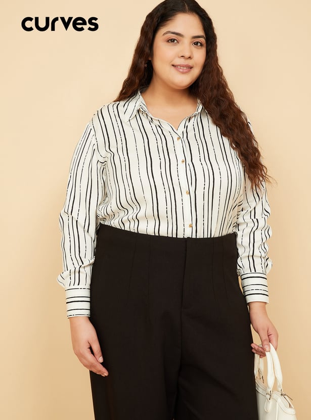 Women Striped Satin-Finish Shirt