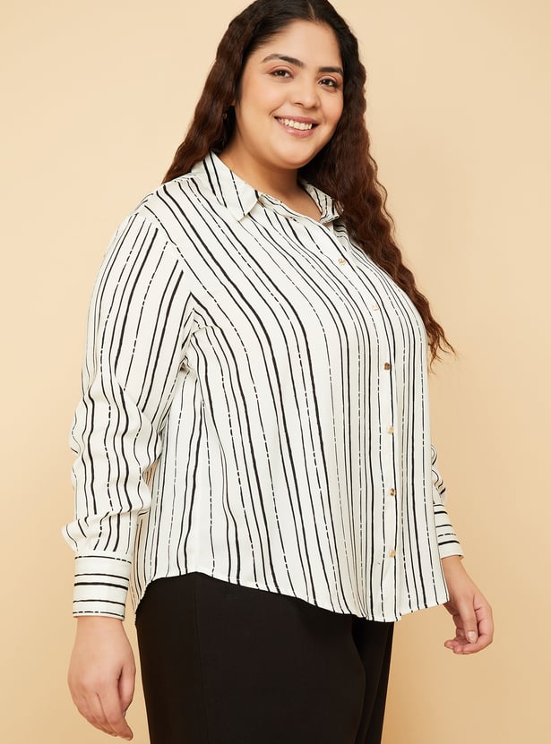Women Striped Satin-Finish Shirt
