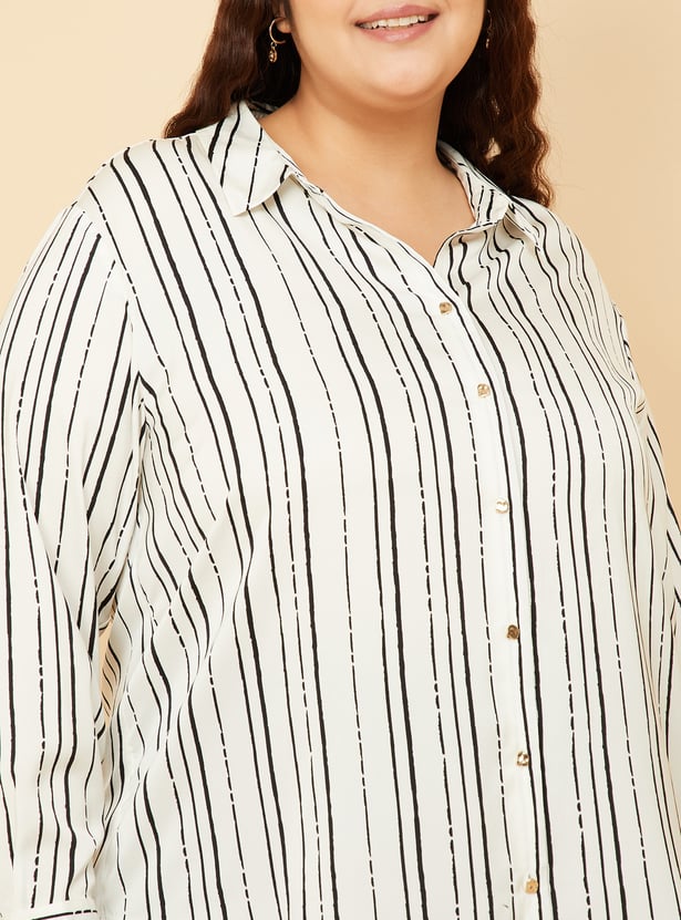 Women Striped Satin-Finish Shirt
