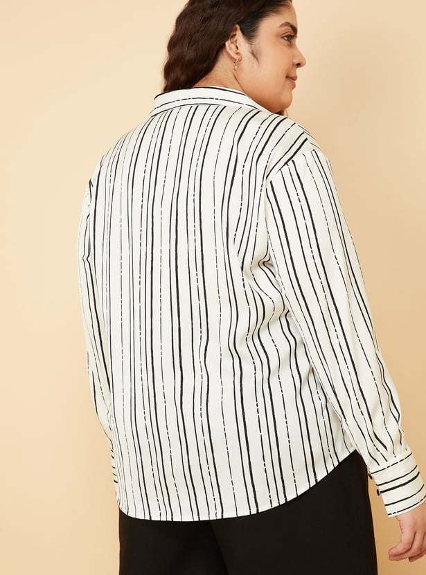 Women Striped Satin-Finish Shirt