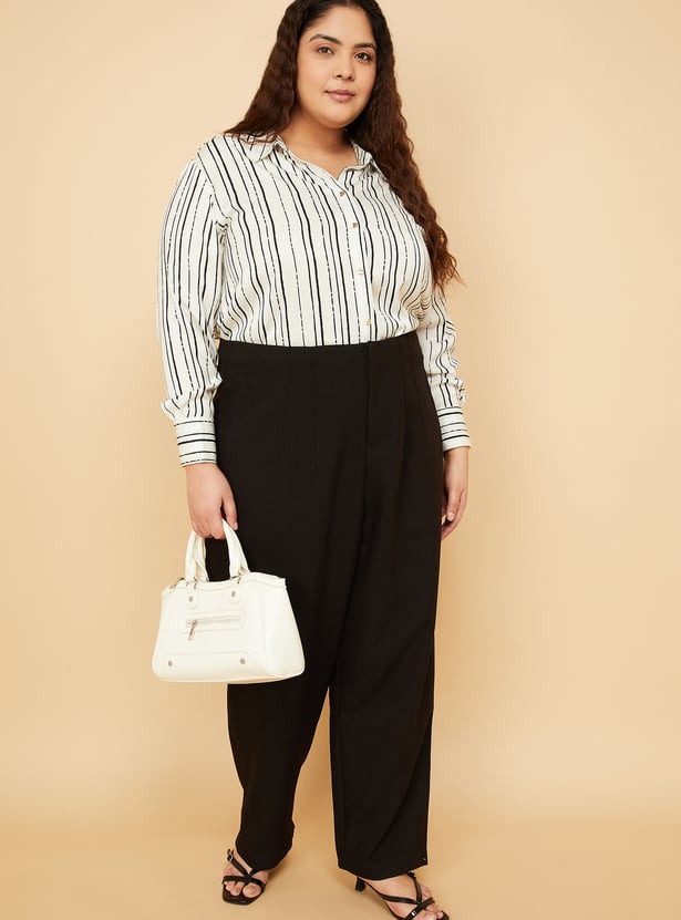 Women Striped Satin-Finish Shirt