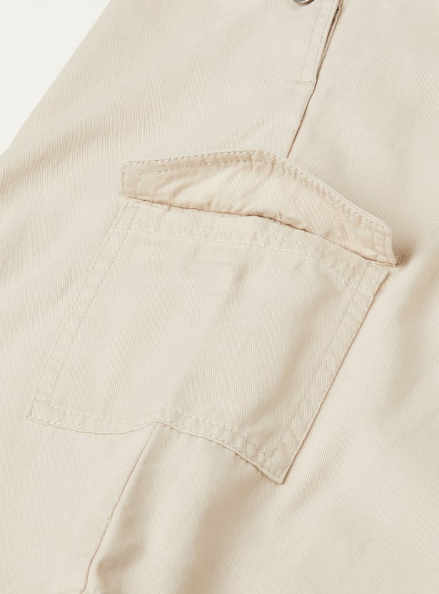 Girls Solid Pinafore Dress with T-shirt