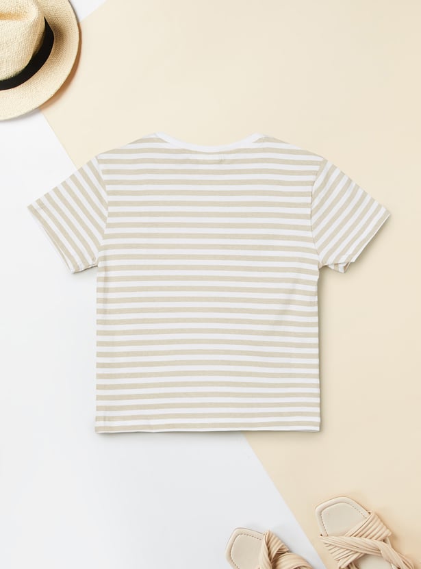 Girls Solid Pinafore Dress with T-shirt