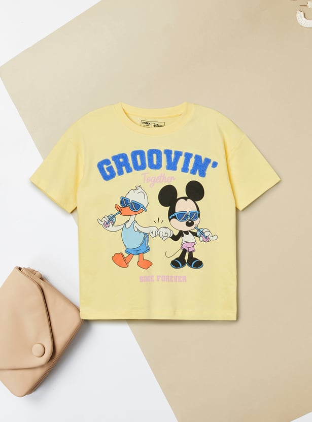 Girls Donald Duck & Mickey Print T-shirt