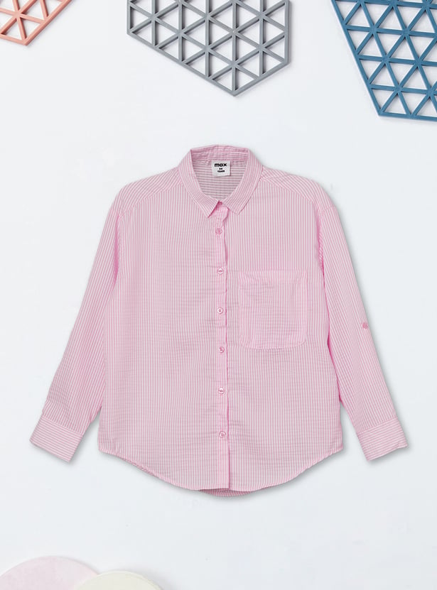 Girls Striped Oversized Shirt with Top