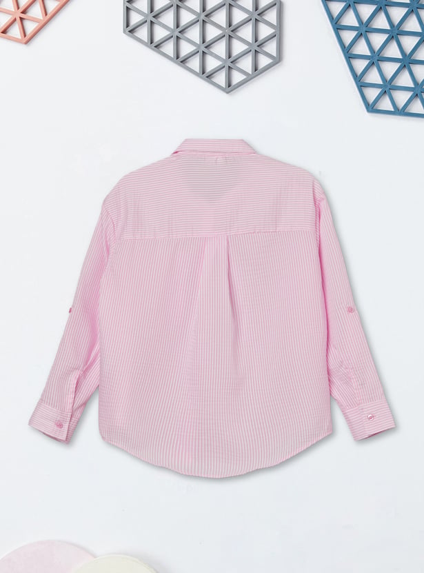 Girls Striped Oversized Shirt with Top