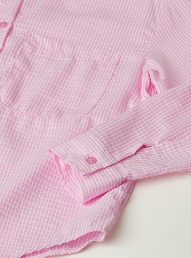 Girls Striped Oversized Shirt with Top