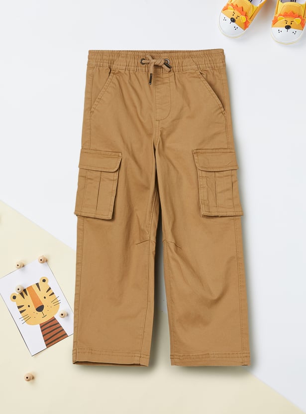 Boys Solid Relaxed Fit Cargos