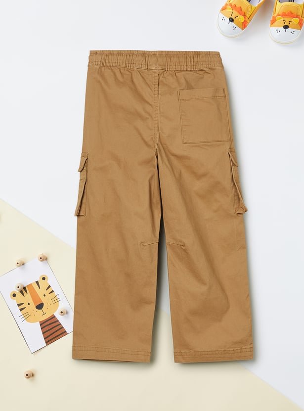 Boys Solid Relaxed Fit Cargos